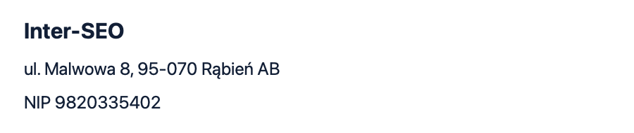 Dane operatora serwisu